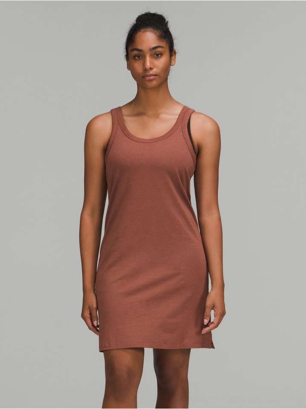 Lululemon Sz S Classic Fit Cotton Blend Scoop Brown Short Casual Dress